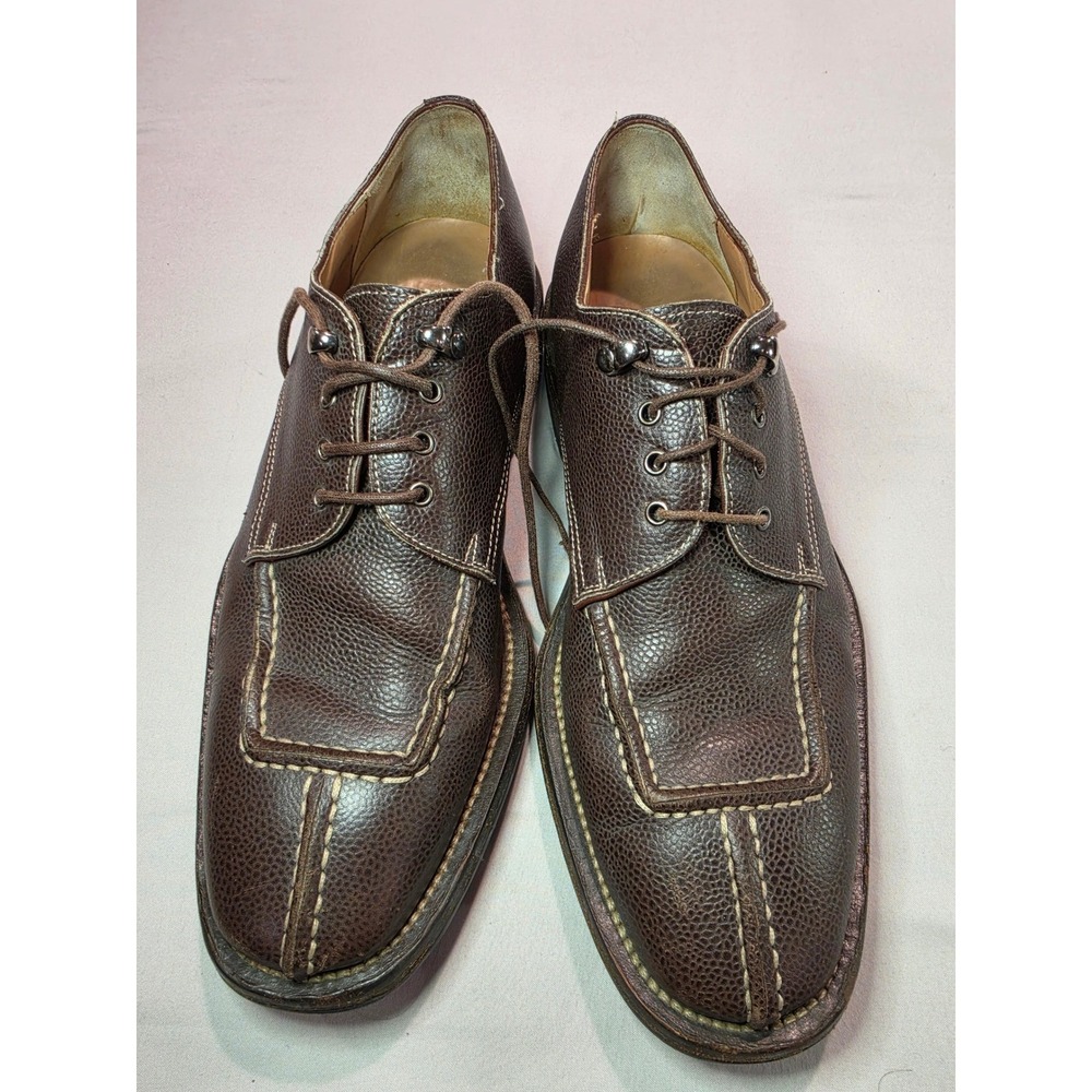 Cole Haan Country Mens Brown Pebble Grain Leather Vibram Lug Sole Oxfords C01018